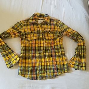 Yellow pattern button up shirt